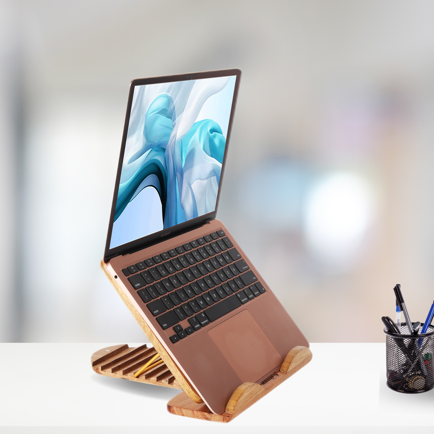 wooden laptop stand
