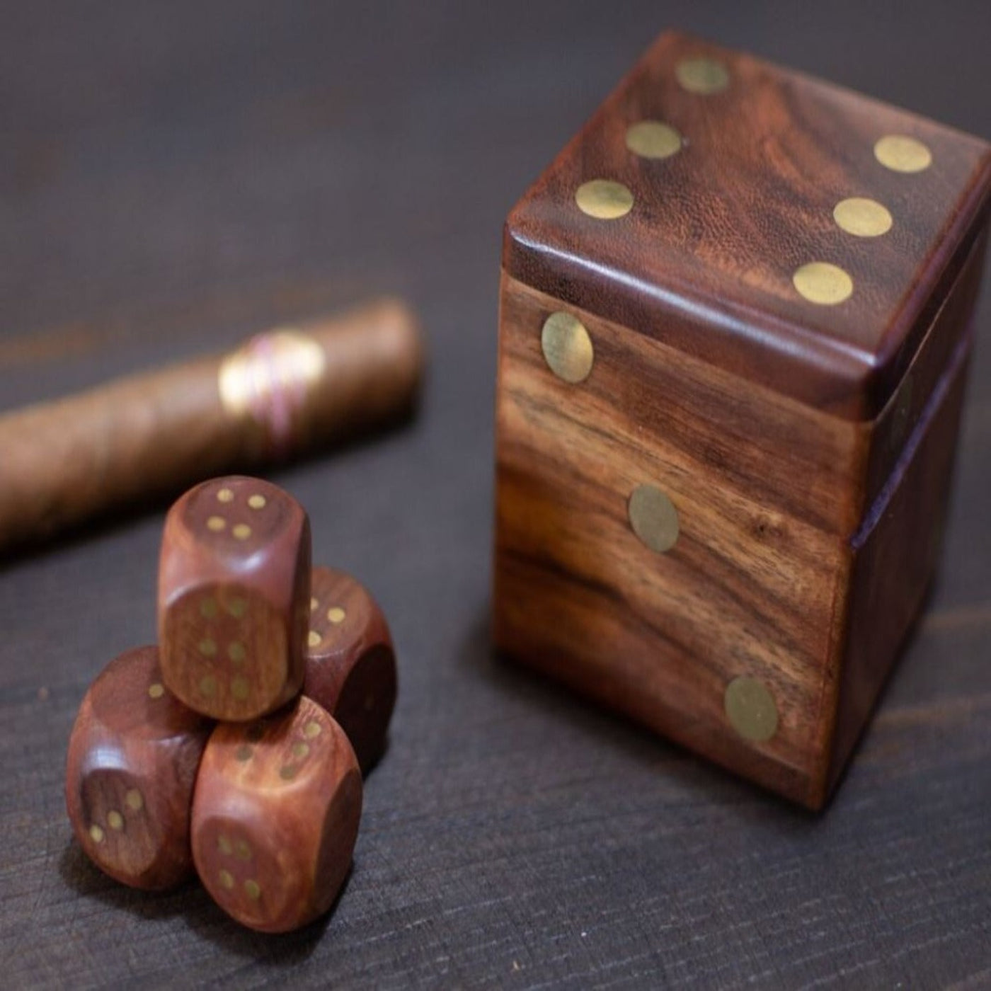 wooden dice storage box